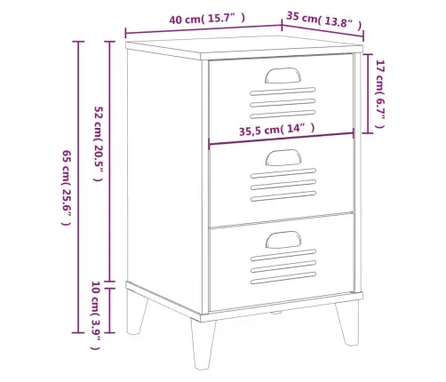 Naktsskapītis Viken, Melns, Inženierijas Koks Vidaxl