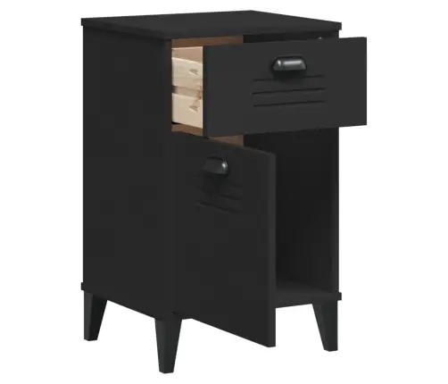 Naktinė Spintelė Viken, Juodos Spalvos, Pušies Medienos Masyvas