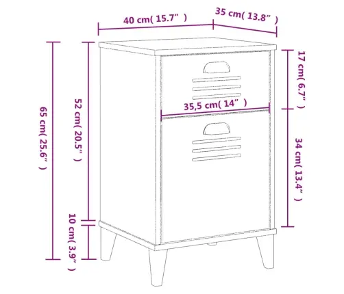Naktinė Spintelė Viken, Juodos Spalvos, Pušies Medienos Masyvas