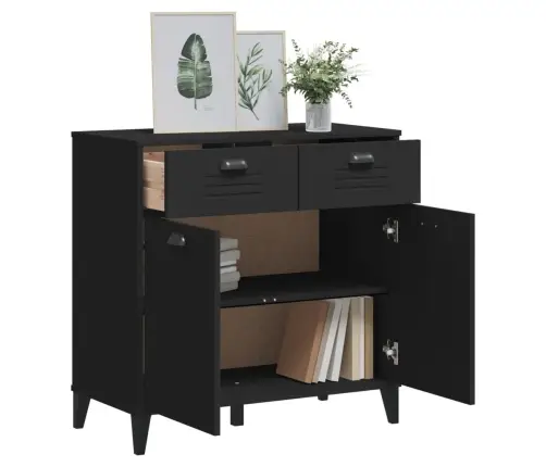 Šoninė Spintelė Viken, Juoda, 80X40X80cm Pušies Masyvas