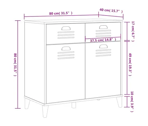 Puhvetkapp "Viken", Antratsiithall, 80 X 40 X 80 cm Tehispuit
