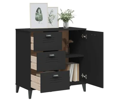 Šoninė Spintelė Viken, Juoda, 80X40X80cm Pušies Masyvas