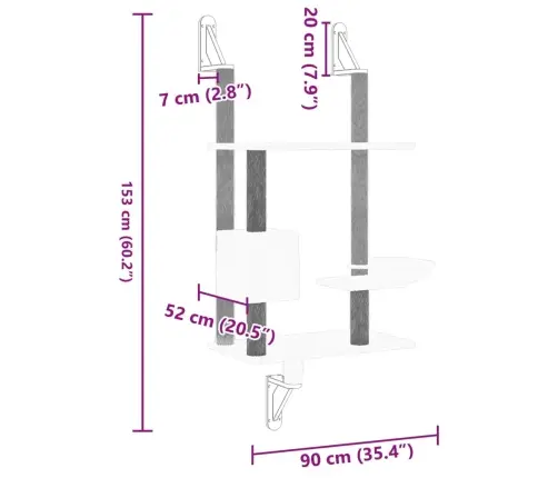 Draskyklė Katėms Su Draskymo Stovu, Šviesiai Pilka, 153Cm