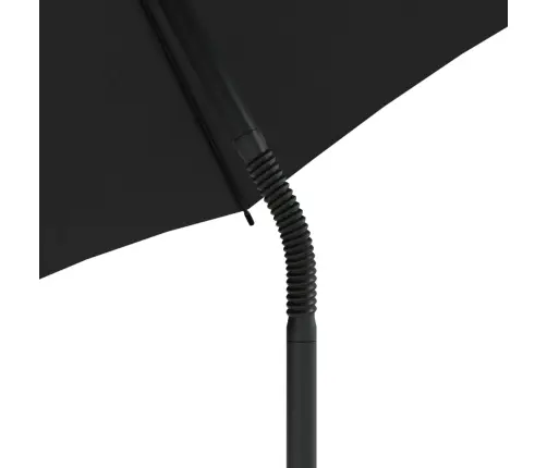 Divvietīgs Dārza Dīvāns Ar Saulessargu Un Soliņiem, Melns, Pe Vidaxl