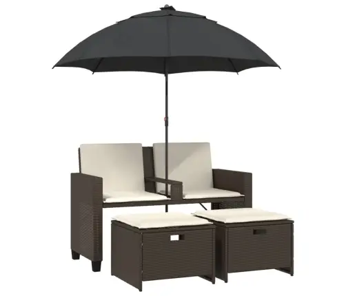 2-Kohaline Aiadiivan Päikesevarju Ja Tumbadega Pruun Pe-Rotang