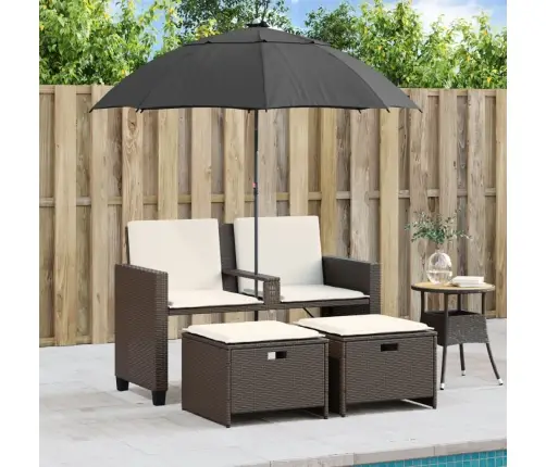 2-Kohaline Aiadiivan Päikesevarju Ja Tumbadega Pruun Pe-Rotang