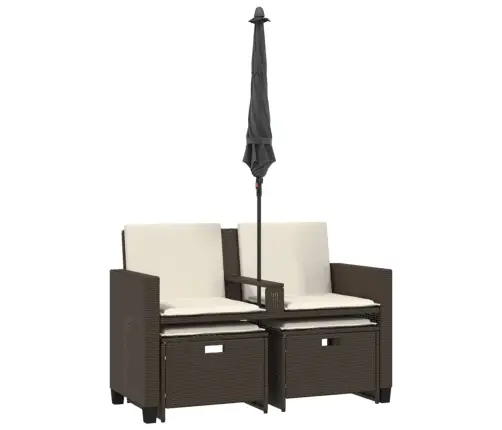 2-Kohaline Aiadiivan Päikesevarju Ja Tumbadega Pruun Pe-Rotang