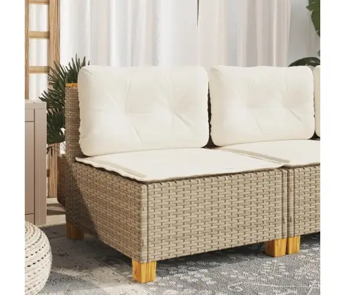 Dārza Dīvāns, Matrači, Bez Roku Balstiem, Bēša Pe Rotangpalma Vidaxl