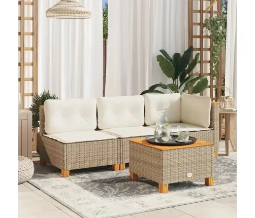 Dārza Dīvāns, Matrači, Bez Roku Balstiem, Bēša Pe Rotangpalma Vidaxl