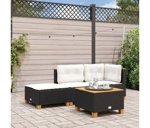 Dārza Soliņš Ar Matraci, Melna Pe Rotangpalma, 63,5X56X32 Cm Vidaxl