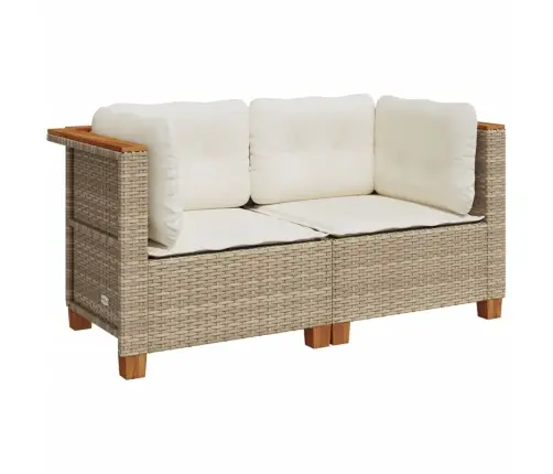 Kampinės Sofos Dalys Su Pagalvėmis, 2Vnt., Smėlio, Poliratanas