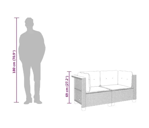 Kampinės Sofos Dalys Su Pagalvėmis, 2Vnt., Smėlio, Poliratanas