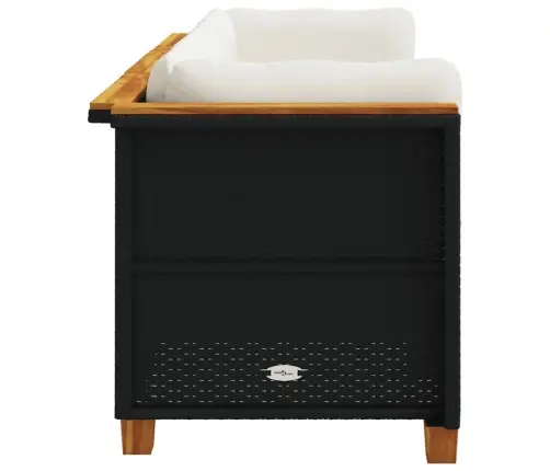 Trīsvietīgs Dārza Dīvāns Ar Matračiem, Melna Pe Rotangpalma Vidaxl