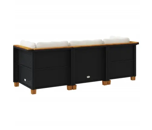 Trīsvietīgs Dārza Dīvāns Ar Matračiem, Melna Pe Rotangpalma Vidaxl