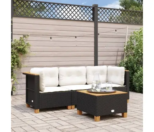 Trīsvietīgs Dārza Dīvāns Ar Matračiem, Melna Pe Rotangpalma Vidaxl