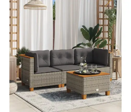 Trivietė Sodo Sofa Su Pagalvėlėmis, Pilkos Spalvos, Poliratanas