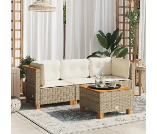 Trīsvietīgs Dārza Dīvāns Ar Matračiem, Bēša Pe Rotangpalma Vidaxl