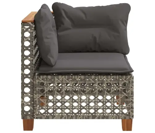 Dārza Stūra Dīvāns Ar Matračiem, Pelēka Pe Rotangpalma Vidaxl