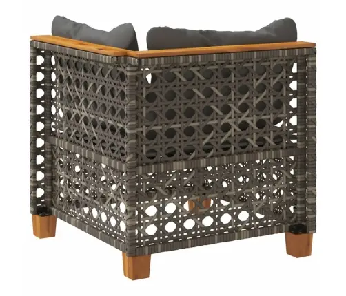 Dārza Stūra Dīvāns Ar Matračiem, Pelēka Pe Rotangpalma Vidaxl