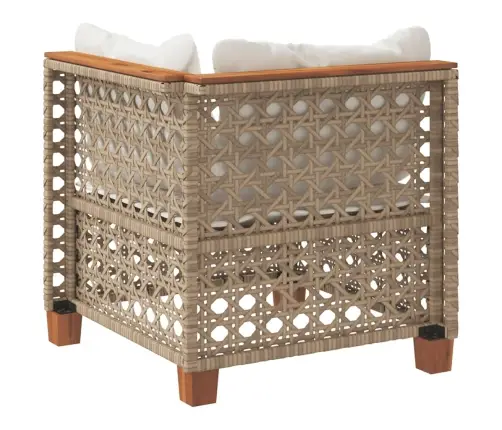 Dārza Stūra Dīvāns Ar Matračiem, Bēša Pe Rotangpalma Vidaxl