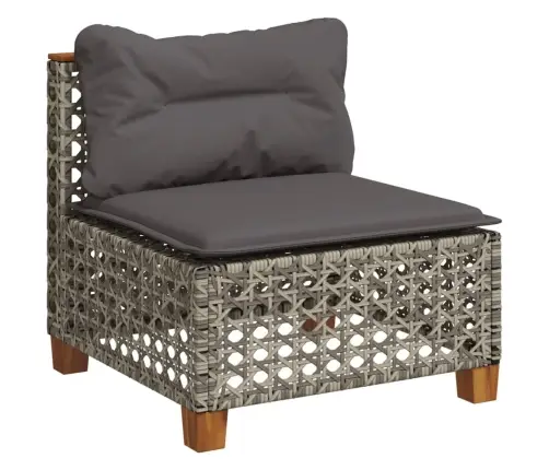 Sodo Sofos Dalis Su Pagalvėmis, Pilka, Poliratanas, Be Porankių