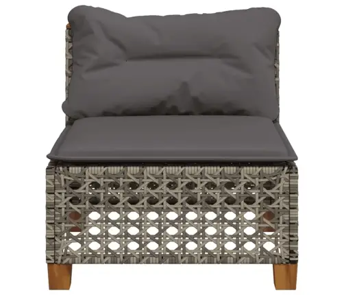 Sodo Sofos Dalis Su Pagalvėmis, Pilka, Poliratanas, Be Porankių