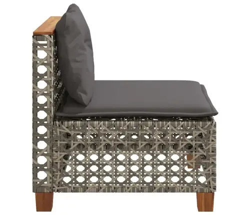 Sodo Sofos Dalis Su Pagalvėmis, Pilka, Poliratanas, Be Porankių