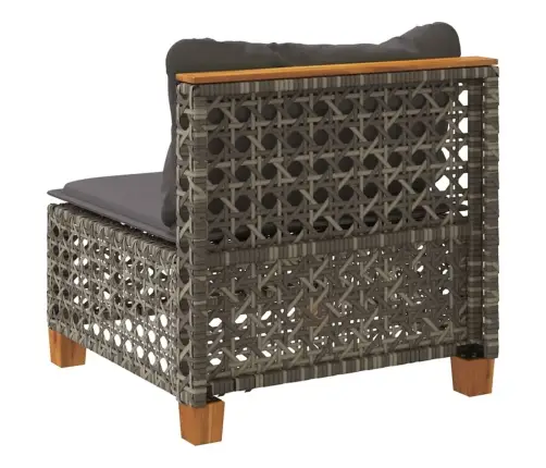 Sodo Sofos Dalis Su Pagalvėmis, Pilka, Poliratanas, Be Porankių