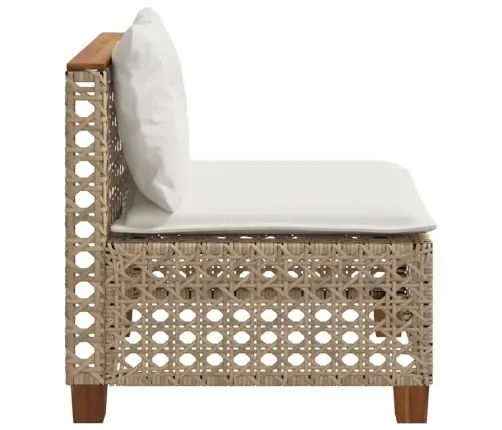 Dārza Dīvāns, Matrači, Bez Roku Balstiem, Bēša Pe Rotangpalma Vidaxl