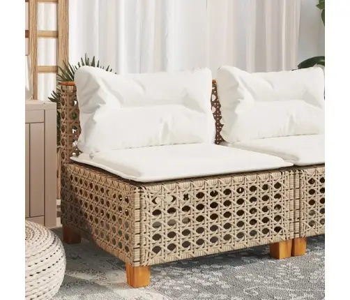 Dārza Dīvāns, Matrači, Bez Roku Balstiem, Bēša Pe Rotangpalma Vidaxl