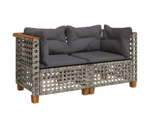 Dārza Stūra Dīvāni Ar Spilveniem, 2 Gab., Pelēka Pe Rotangpalma Vidaxl