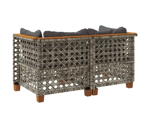 Dārza Stūra Dīvāni Ar Spilveniem, 2 Gab., Pelēka Pe Rotangpalma Vidaxl