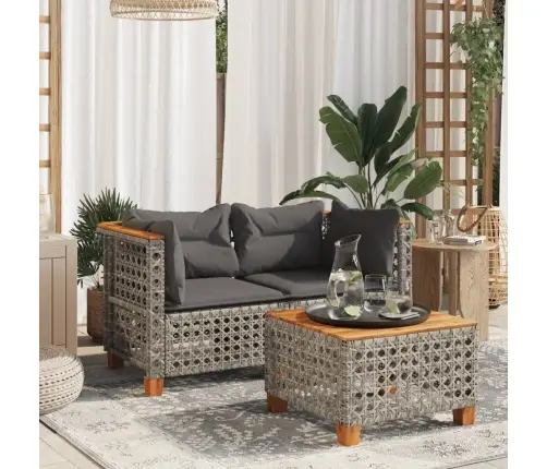 Dārza Stūra Dīvāni Ar Spilveniem, 2 Gab., Pelēka Pe Rotangpalma Vidaxl