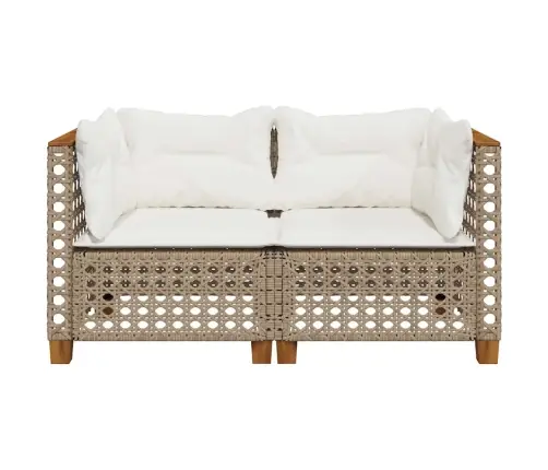 Dārza Stūra Dīvāni Ar Matračiem, 2 Gab., Bēša Pe Rotangpalma Vidaxl