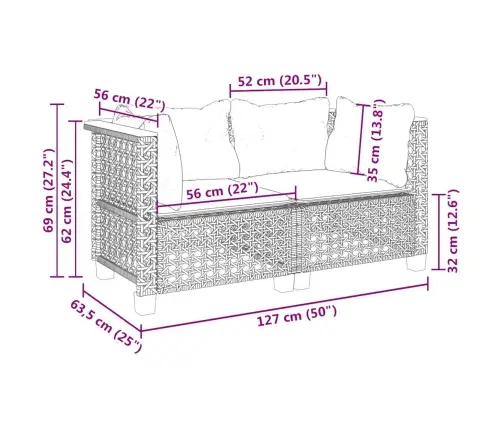 Dārza Stūra Dīvāni Ar Matračiem, 2 Gab., Bēša Pe Rotangpalma Vidaxl