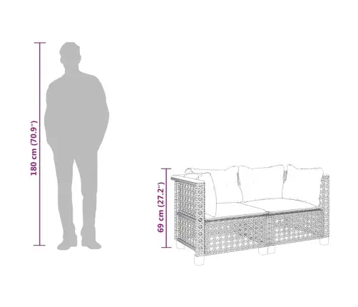 Dārza Stūra Dīvāni Ar Matračiem, 2 Gab., Bēša Pe Rotangpalma Vidaxl