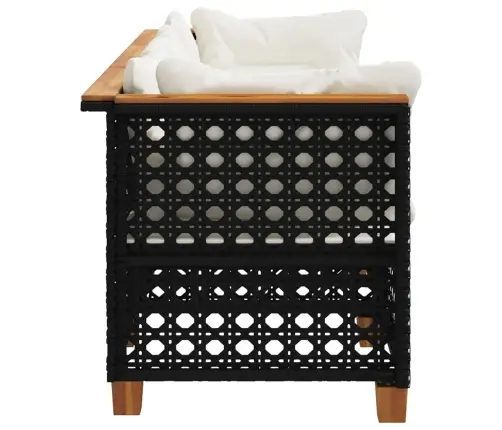 Trīsvietīgs Dārza Dīvāns Ar Matračiem, Melna Pe Rotangpalma Vidaxl