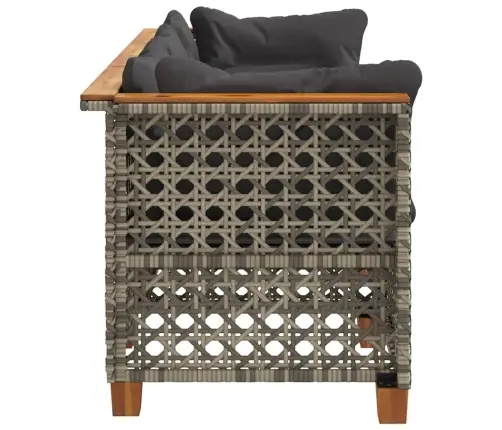 Trīsvietīgs Dārza Dīvāns Ar Matračiem, Pelēka Pe Rotangpalma Vidaxl