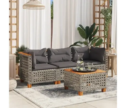 Trīsvietīgs Dārza Dīvāns Ar Matračiem, Pelēka Pe Rotangpalma Vidaxl