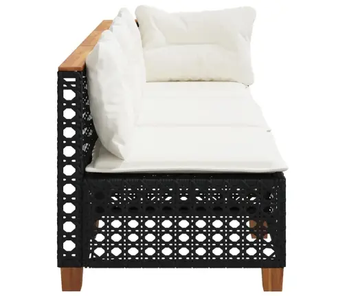 Trivietė Sodo Sofa Su Pagalvėlėmis, Juodos Spalvos, Poliratanas