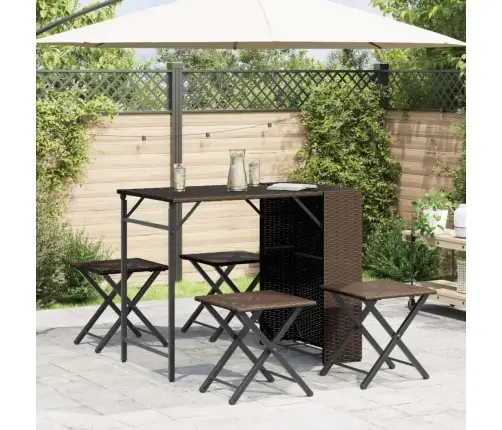 5-Osaline Kokkupandav Aiamööbli Komplekt, Pruun, Polürotang