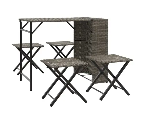 5-Osaline Kokkupandav Aiamööbli Komplekt, Hall, Polürotang