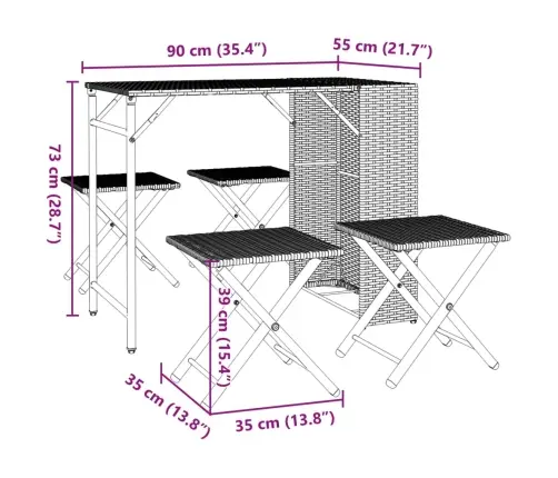 5-Osaline Kokkupandav Aiamööbli Komplekt, Beež, Polürotang