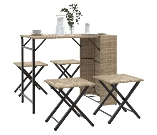 5-Osaline Kokkupandav Aiamööbli Komplekt, Beež, Polürotang