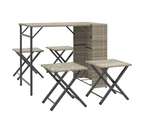 5-Osaline Kokkupandav Aiamööbli Komplekt, Helehall, Polürotang