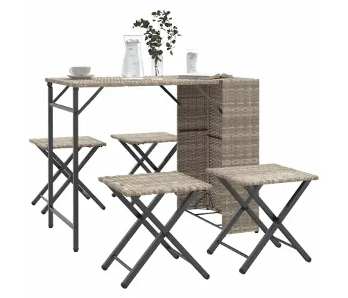 5-Osaline Kokkupandav Aiamööbli Komplekt, Helehall, Polürotang