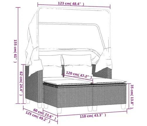 2-Kohaline Aiadiivan Varikatuse Ja Tumbadega, Must, Pe-Rotang