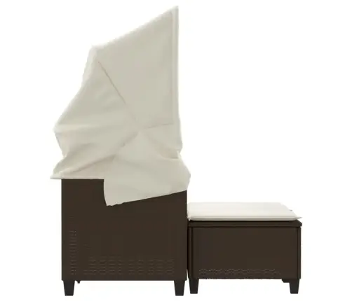 Dvivietė Sodo Sofa Su Skliautu/Taburetėmis, Ruda, Poliratanas