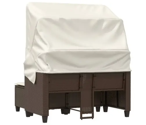 Dvivietė Sodo Sofa Su Skliautu/Taburetėmis, Ruda, Poliratanas