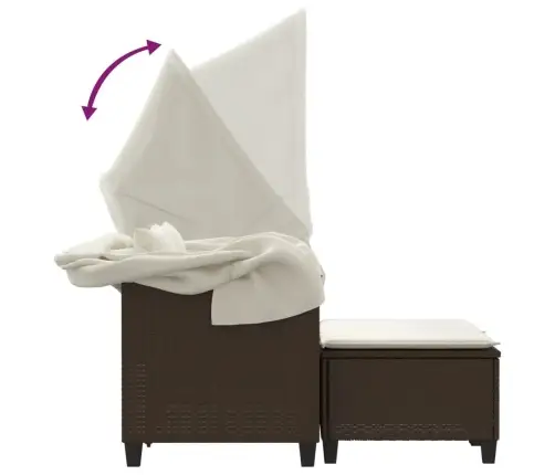 Dvivietė Sodo Sofa Su Skliautu/Taburetėmis, Ruda, Poliratanas